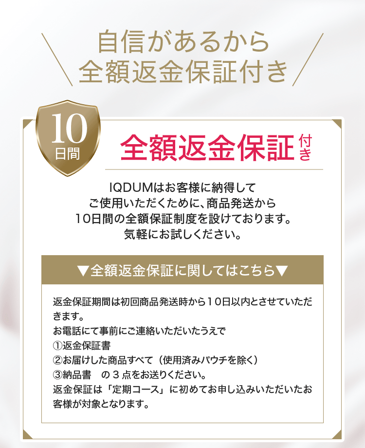 自信があるから全額返金保証付き